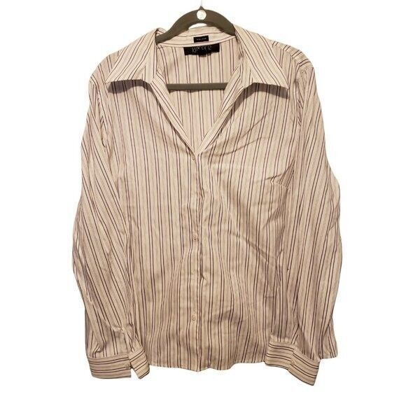 Kasper Womens Sz 18 White Purple Striped Long Sleeve Button Up Blouse Shirt - Picture 1 of 8